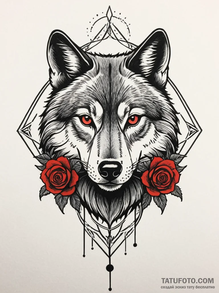 Black wolf, tattoo drawing outline, black and... - эскиз тату (№1751600749_0, 04.07.2025 03:45) — Tatufoto.com