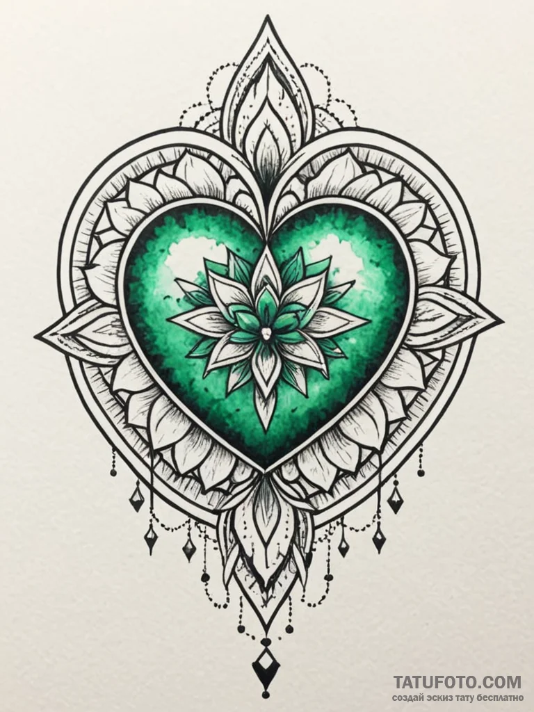 Emerald heart bleeding starlight, tattoo draw... - эскиз тату (№1751600922_0, 04.07.2025 03:48) — Tatufoto.com