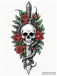 A dagger with a snake coiled around it, tatto... - эскиз тату (№1751601351_0, 04.07.2025 03:55) — Tatufoto.com