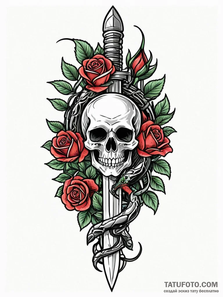 A dagger with a snake coiled around it, tatto... - эскиз тату (№1751601351_0, 04.07.2025 03:55) — Tatufoto.com