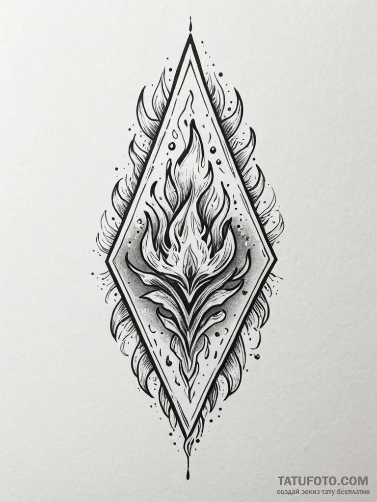 Arrowhead surrounded by flames, artistic tatt... - эскиз тату (№1751601609_0, 04.07.2025 04:00) — Tatufoto.com