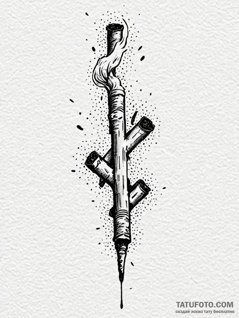 A powerful burning cigarette ash, crumbling,,… — эскиз тату (№1751601952_0, 04.07.2025 04:05) — Tatufoto.com