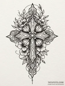 Ethereal bloom in skeletal grip, tattoo flash... - эскиз тату (№1751602124_0, 04.07.2025 04:08) — Tatufoto.com