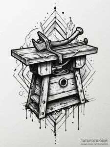 A detailed beellows and anvil for a blacksmit... - эскиз тату (№1751602210_0, 04.07.2025 04:10) — Tatufoto.com