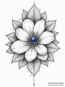 Sapphire flower blooming through frost, ink i... - эскиз тату (№1751602383_0, 04.07.2025 04:13) — Tatufoto.com