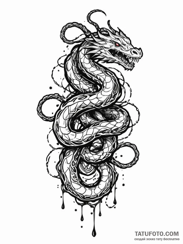 Arcane chains dragging spectral serpent, tatt… — эскиз тату (№1751602986_0, 04.07.2025 04:23) — Tatufoto.com