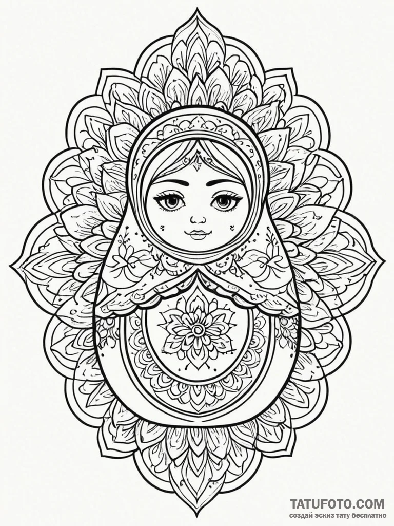 Matryoshka doll (is there, but can be a set),... - эскиз тату (№1751603071_0, 04.07.2025 04:24) — Tatufoto.com