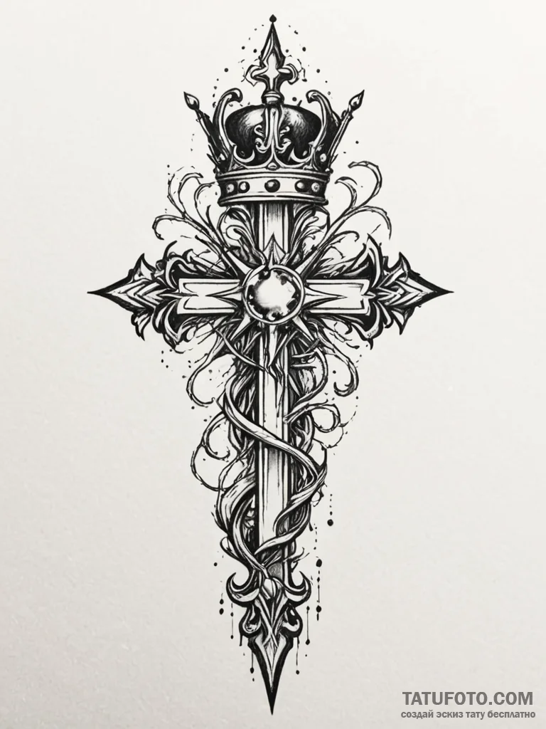 Kingр р†р вђљрівђћсћs scepter crowned with ro... - эскиз тату (№1751603243_0, 04.07.2025 04:27) — Tatufoto.com