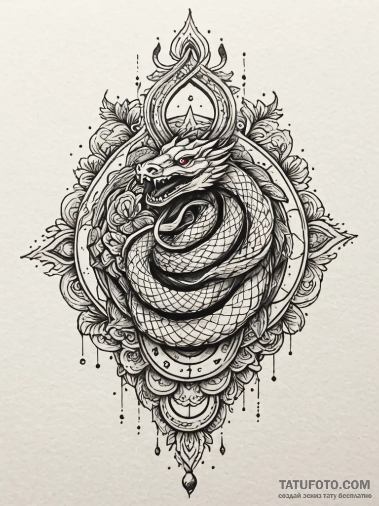 Nightfall serpent crowned in stars, tattoo sk... - эскиз тату (№1751603415_0, 04.07.2025 04:30) — Tatufoto.com