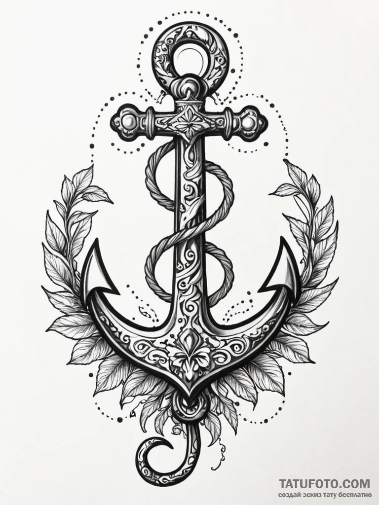 Crimson anchor sinking in void, tattoo flash... - эскиз тату (№1751603674_0, 04.07.2025 04:34) — Tatufoto.com