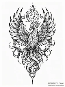 Phoenix flame devouring sigil, tattoo flash s... - эскиз тату (№1751604018_0, 04.07.2025 04:40) — Tatufoto.com