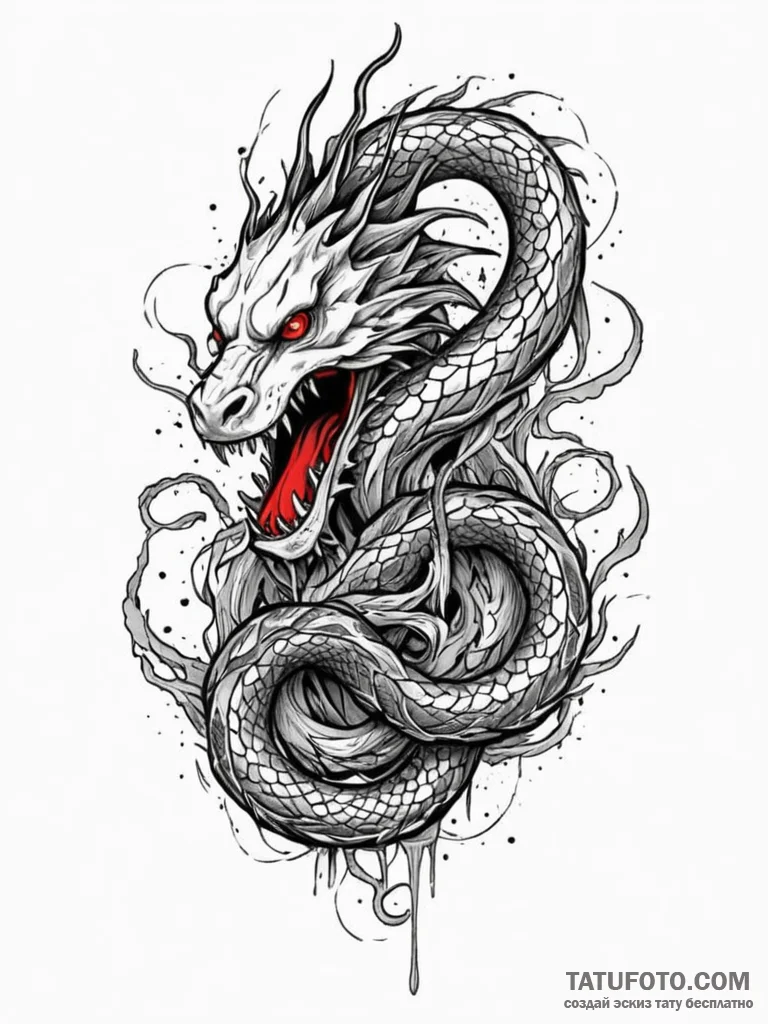 Ancient serpent devouring own tail, tattoo dr... - эскиз тату (№1751604104_0, 04.07.2025 04:41) — Tatufoto.com