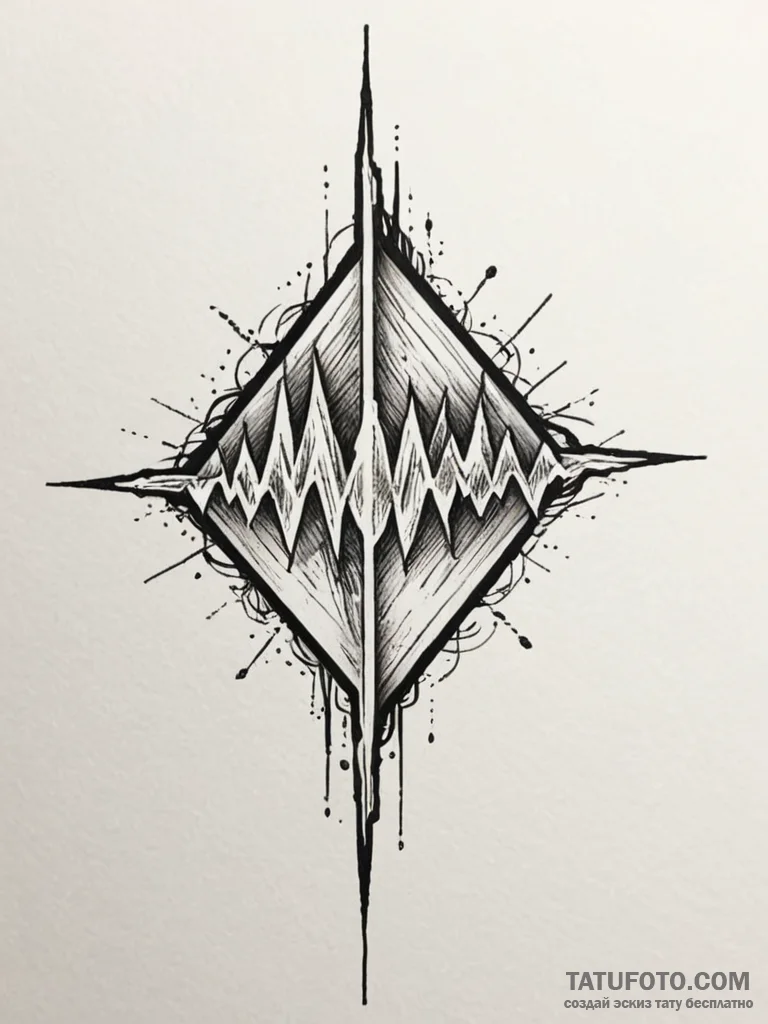 A soundwave of a heartbeat, tattoo sketch des... - эскиз тату (№1751604190_0, 04.07.2025 04:43) — Tatufoto.com