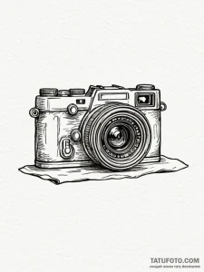 Camera, concept art for tattoo, on a clean wh... - эскиз тату (№1751604536_0, 04.07.2025 04:48) — Tatufoto.com