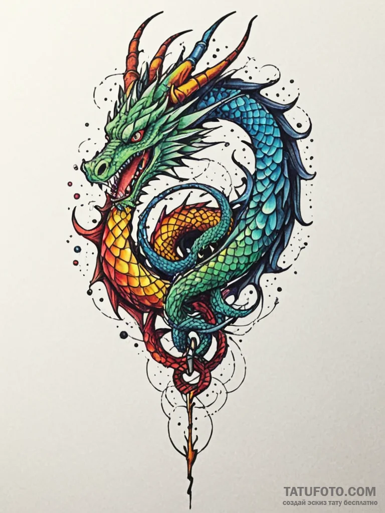 Dragon coil around broken sword, tattoo sketc... - эскиз тату (№1751604623_0, 04.07.2025 04:50) — Tatufoto.com