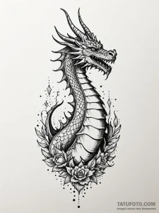 Dragon spire crowned with stars, tattoo sketc... - эскиз тату (№1751604709_0, 04.07.2025 04:51) — Tatufoto.com