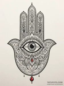 Hamsa hand with an eye that weeps starlight,... - эскиз тату (№1751604795_0, 04.07.2025 04:53) — Tatufoto.com