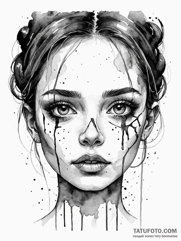 A detailed broken doll face, unsettling,, con... - эскиз тату (№1751604882_0, 04.07.2025 04:54) — Tatufoto.com