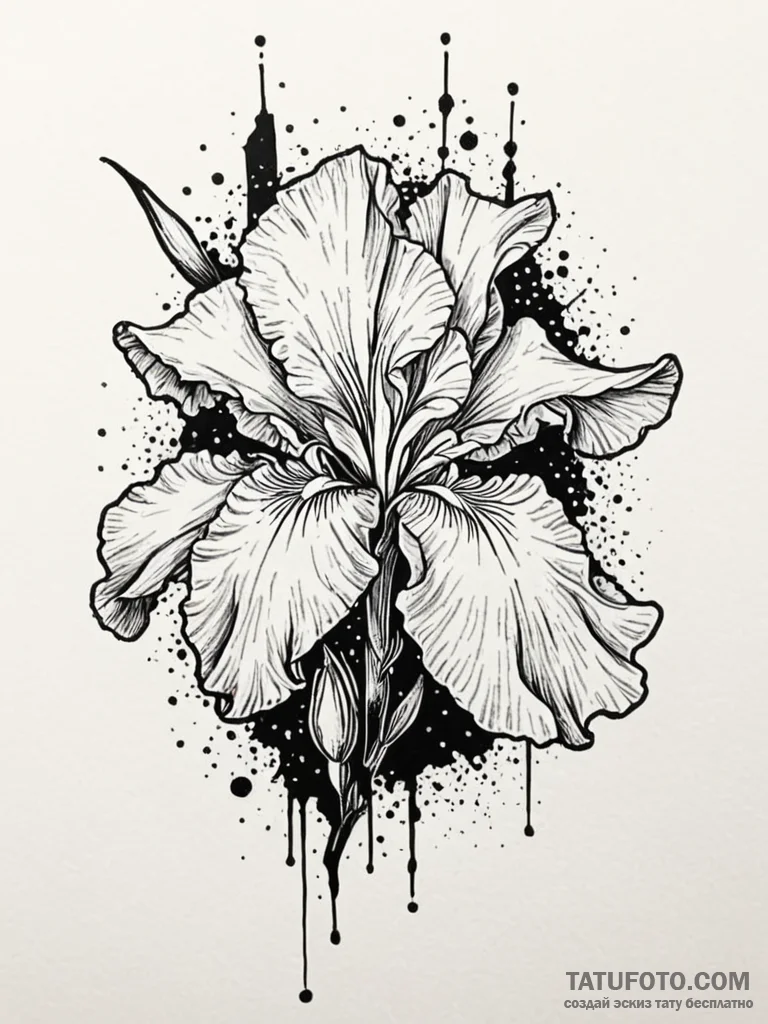 Iris, tattoo sketch design, dotwork shading,... - эскиз тату (№1751604968_0, 04.07.2025 04:56) — Tatufoto.com