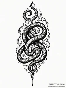 Burning seal with twin serpents, tattoo sketc... - эскиз тату (№1751605055_0, 04.07.2025 04:57) — Tatufoto.com