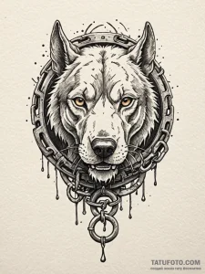 Armored cerberus with chains of smoldering ir... - эскиз тату (№1751605402_0, 04.07.2025 05:03) — Tatufoto.com