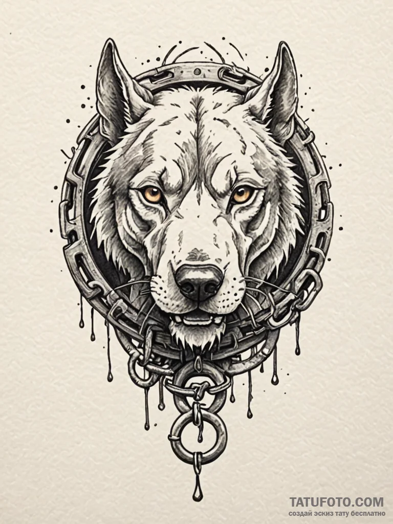 Armored cerberus with chains of smoldering ir... - эскиз тату (№1751605402_0, 04.07.2025 05:03) — Tatufoto.com