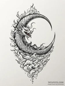 Crescent moon impaled on a mountain peak, tat... - эскиз тату (№1751606104_0, 04.07.2025 05:15) — Tatufoto.com