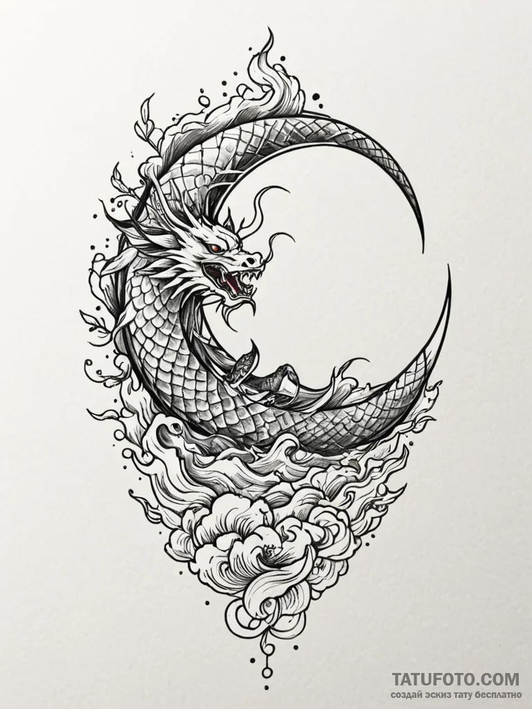 Crescent moon impaled on a mountain peak, tat... - эскиз тату (№1751606104_0, 04.07.2025 05:15) — Tatufoto.com
