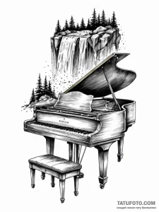 A grand piano with its keys turning into a wa... - эскиз тату (№1751606845_0, 04.07.2025 05:27) — Tatufoto.com