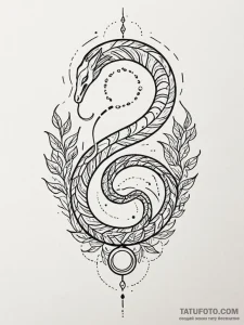 Arcane serpent with glowing eyes, tattoo flas... - эскиз тату (№1751606934_0, 04.07.2025 05:28) — Tatufoto.com