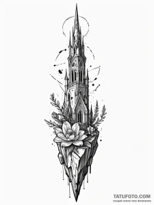 Quartz bloom through fractured spire, artisti... - эскиз тату (№1751607108_0, 04.07.2025 05:31) — Tatufoto.com