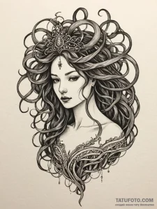 Nightfall crown entangled in roots, artistic... - эскиз тату (№1751607195_0, 04.07.2025 05:33) — Tatufoto.com