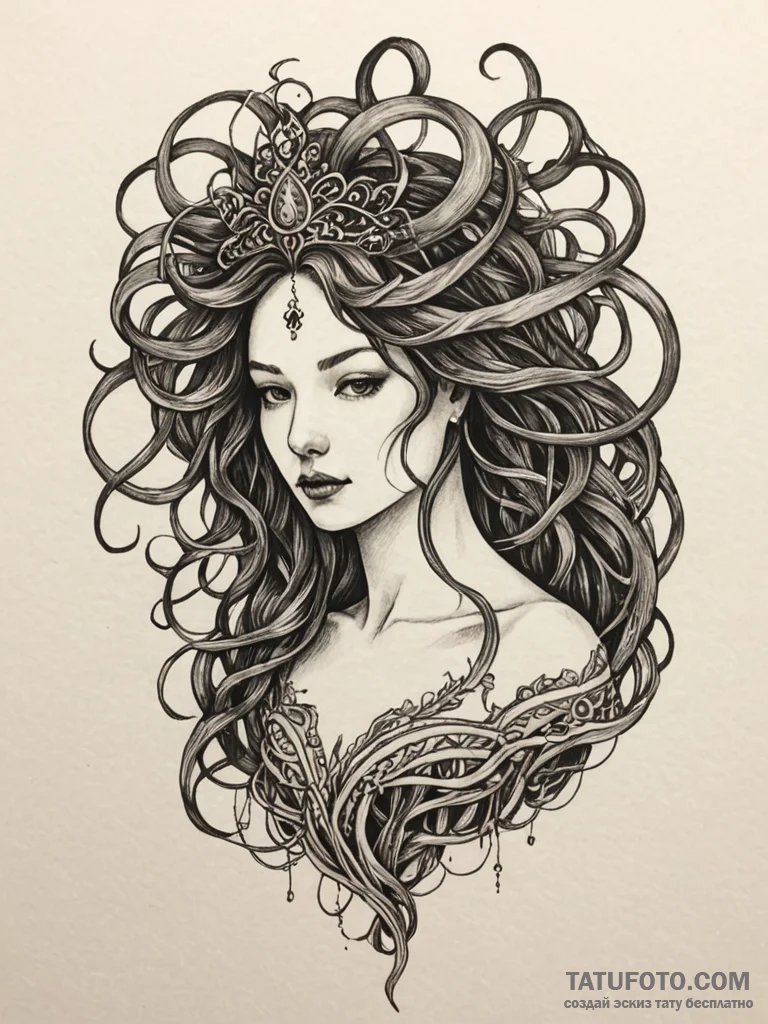 Nightfall crown entangled in roots, artistic... - эскиз тату (№1751607195_0, 04.07.2025 05:33) — Tatufoto.com