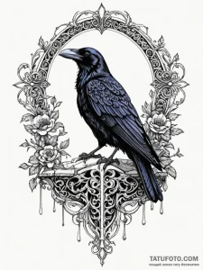 Raven perched on bone throne, artistic tattoo... - эскиз тату (№1751607457_0, 04.07.2025 05:37) — Tatufoto.com