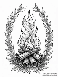 A powerful blazing bonfire, warmth,, tattoo s... - эскиз тату (№1751607719_0, 04.07.2025 05:41) — Tatufoto.com