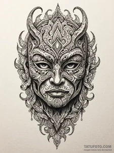 Lava cracking through stone mask, tattoo draw... - эскиз тату (№1751608410_0, 04.07.2025 05:53) — Tatufoto.com