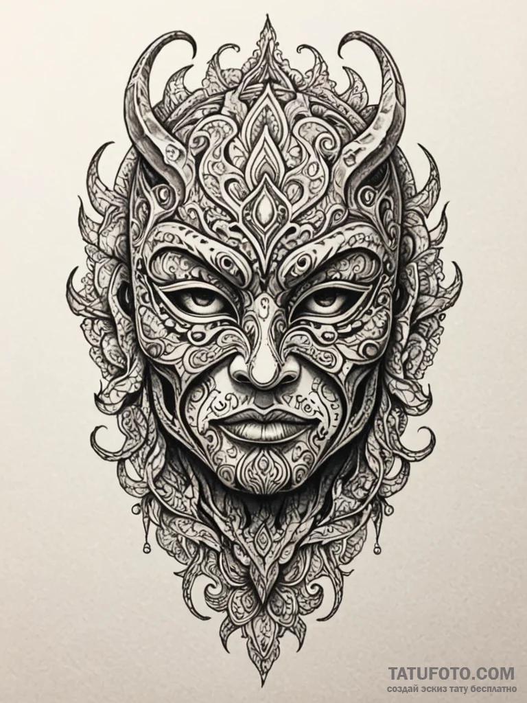 Lava cracking through stone mask, tattoo draw… — эскиз тату (№1751608410_0, 04.07.2025 05:53) — Tatufoto.com