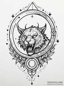 Riftclaw beast beneath eclipsed moon, tattoo... - эскиз тату (№1751608753_0, 04.07.2025 05:59) — Tatufoto.com