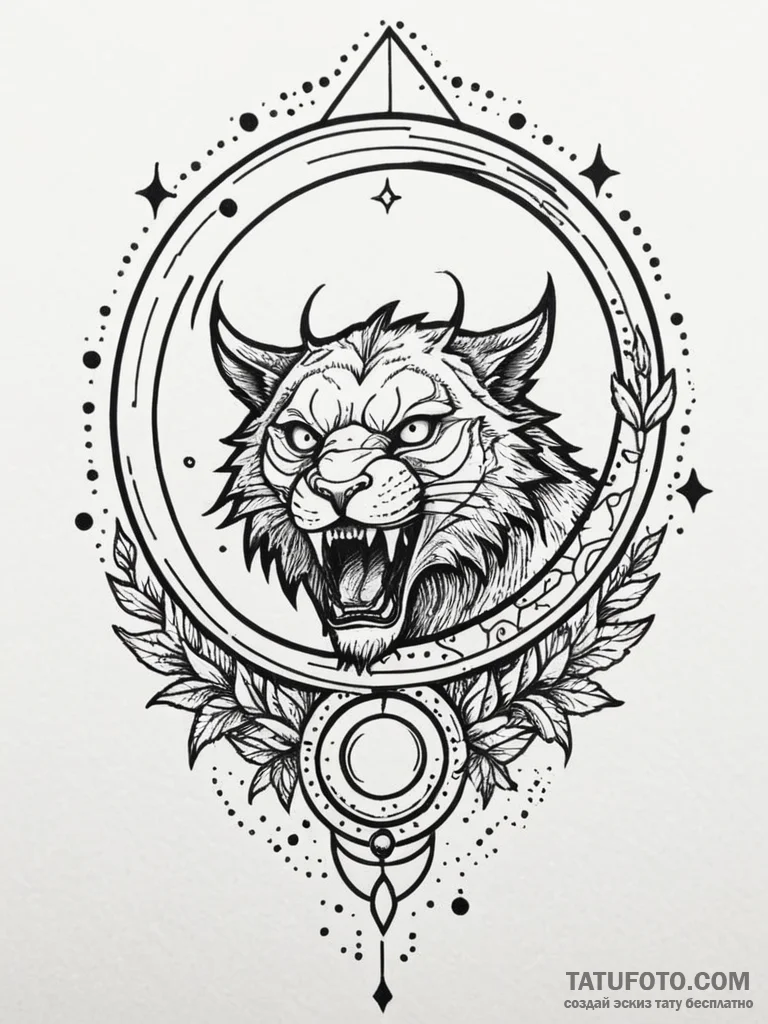 Riftclaw beast beneath eclipsed moon, tattoo... - эскиз тату (№1751608753_0, 04.07.2025 05:59) — Tatufoto.com