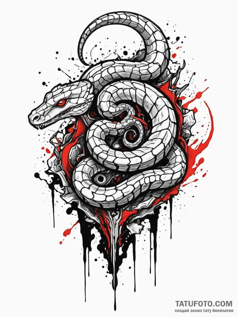 Crystal serpent through shattered mirror, ink… — эскиз тату (№1751609182_0, 04.07.2025 06:06) — Tatufoto.com