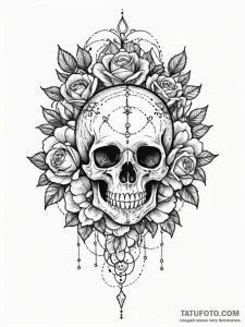 Orb beneath celestial bloom, tattoo drawing o... - эскиз тату (№1751609268_0, 04.07.2025 06:07) — Tatufoto.com