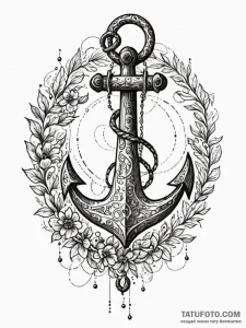 Atomic anchor hovering in data stream, ink il... - эскиз тату (№1751609870_0, 04.07.2025 06:17) — Tatufoto.com