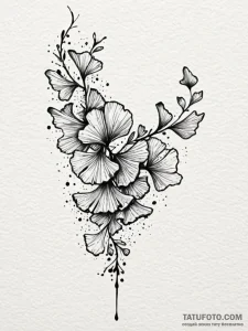 Ginkgo leaves, tattoo drawing outline, black... - эскиз тату (№1751610128_0, 04.07.2025 06:22) — Tatufoto.com