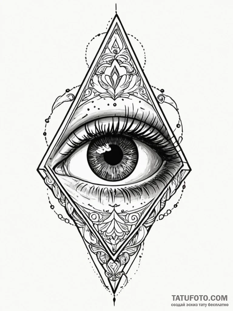 Eye in triangle, tattoo drawing outline, on a... - эскиз тату (№1751610386_0, 04.07.2025 06:26) — Tatufoto.com