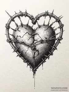 Barbed wire heart, tattoo line art, on a clea... - эскиз тату (№1751610471_0, 04.07.2025 06:27) — Tatufoto.com