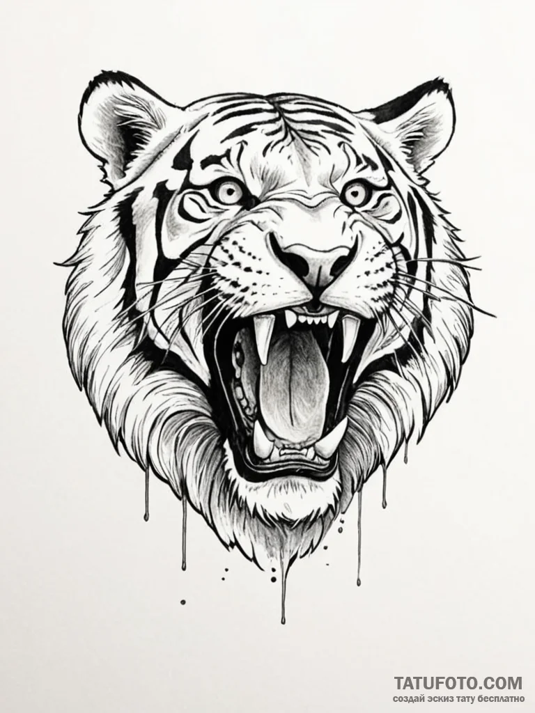 Saber-toothed tiger - эскиз тату (№1751610645_0, 04.07.2025 06:30) — Tatufoto.com