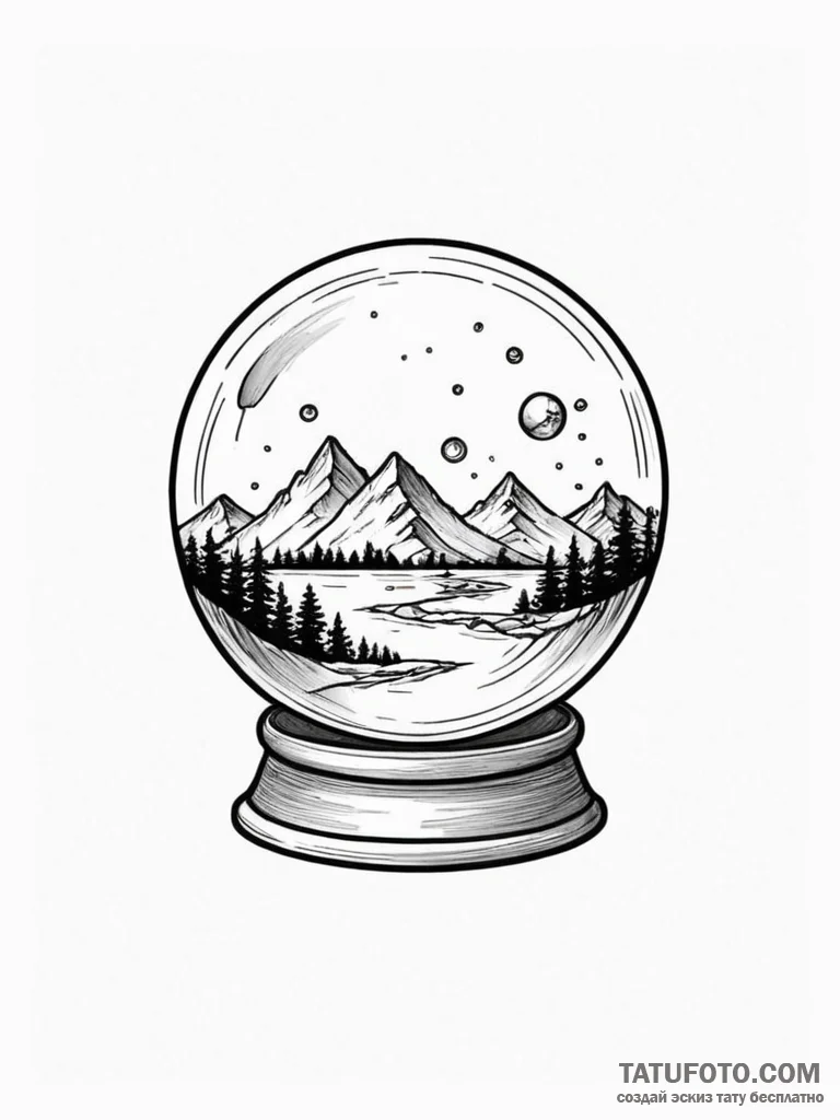 Crystal ball with 'the future is cancelled' i... - эскиз тату (№1751610730_0, 04.07.2025 06:32) — Tatufoto.com