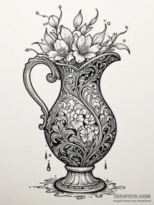 A detailed broken vase with water, leaking,,... - эскиз тату (№1751610901_0, 04.07.2025 06:35) — Tatufoto.com