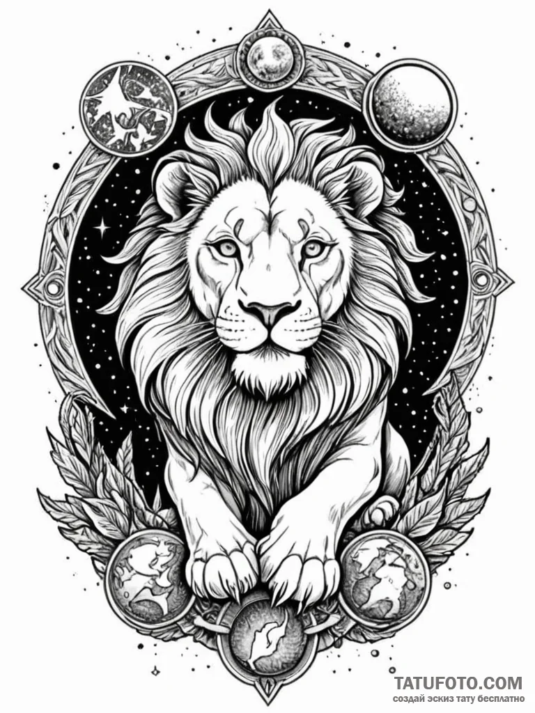 Astral lion prowling on shattered moon, conce… — эскиз тату (№1751610986_0, 04.07.2025 06:36) — Tatufoto.com