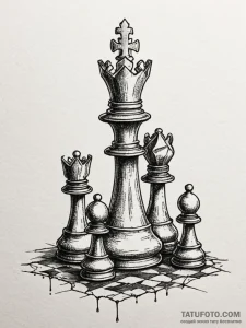 Bone chess pieces on cracked board, tattoo sk... - эскиз тату (№1751611073_0, 04.07.2025 06:37) — Tatufoto.com